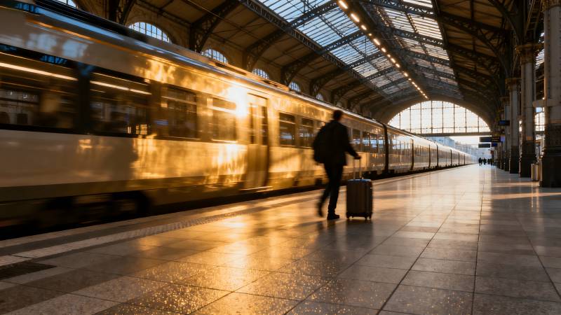 站台匆匆行人图片