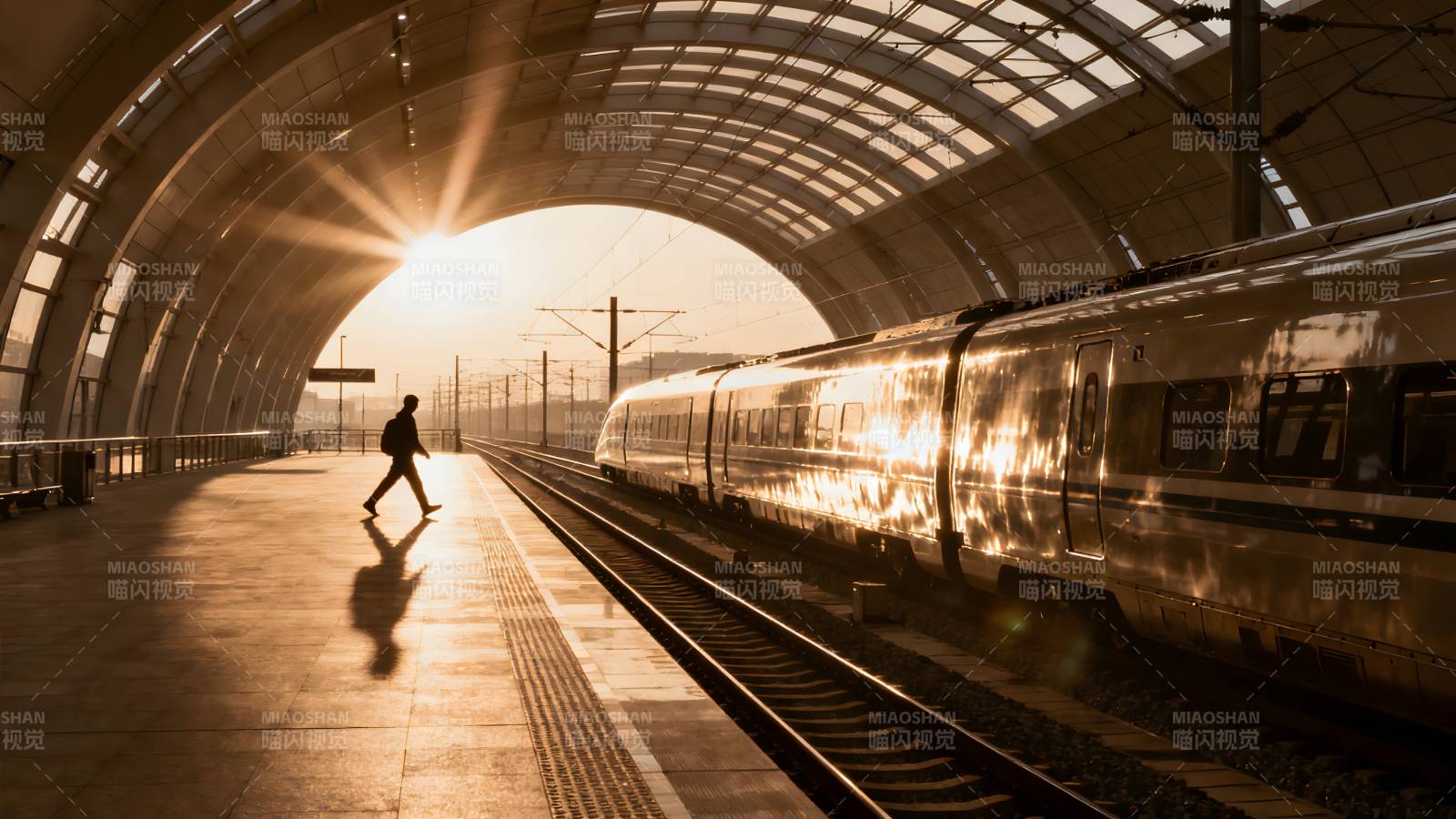 晨光中的列车站图片