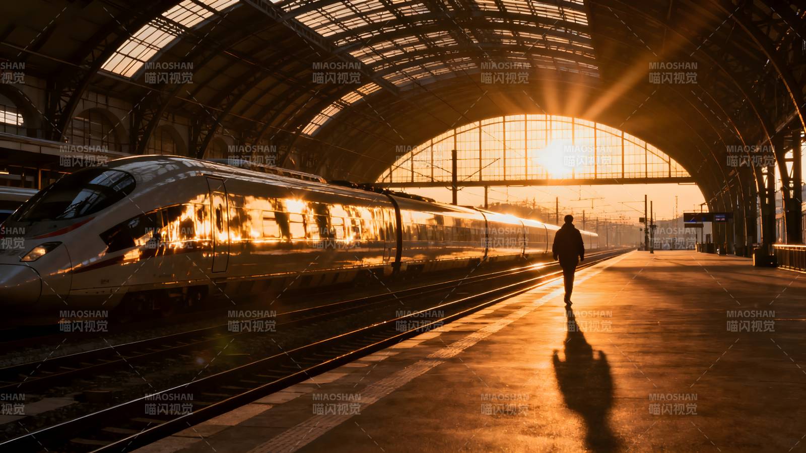 晨光中的车站图片