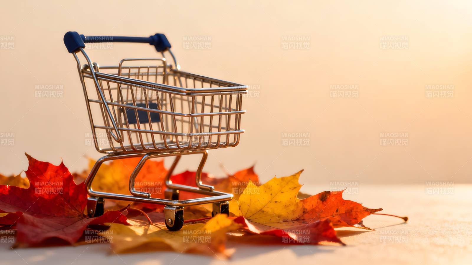 秋叶中的购物车图片
