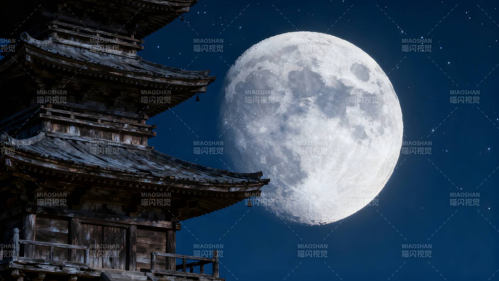 古塔映明月图片