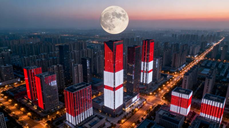 月照都市夜景图片