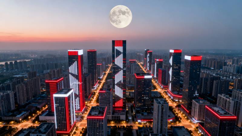 月照新城夜景图片