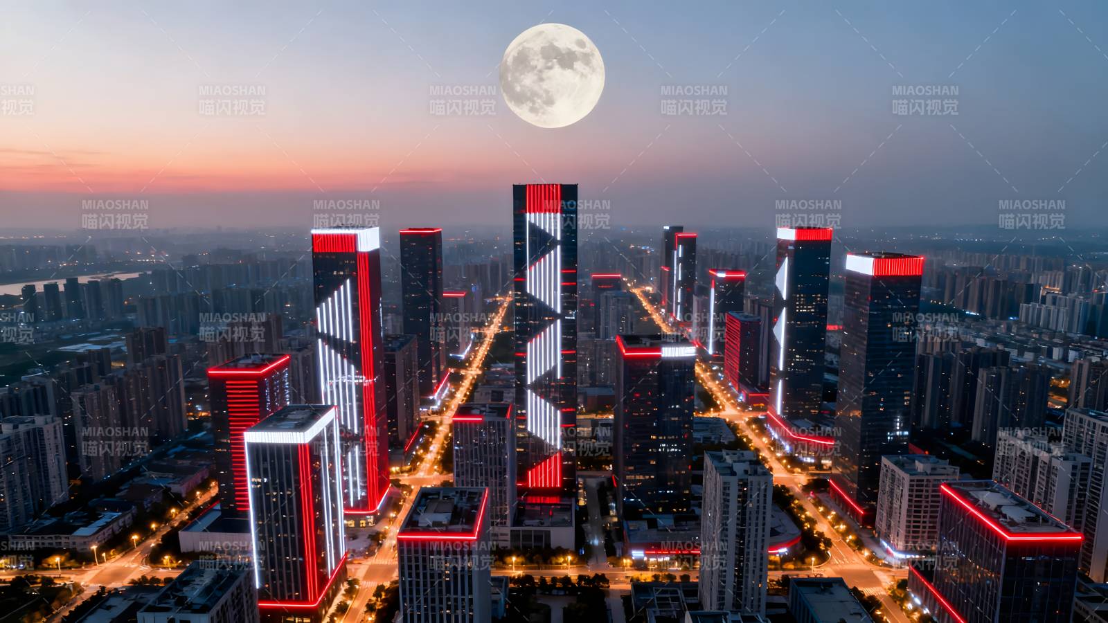 月照新城夜景图片