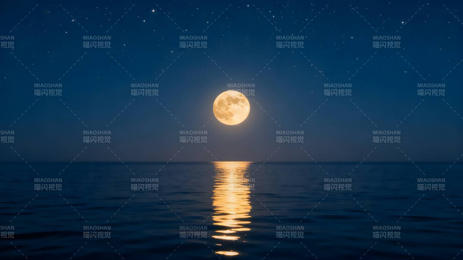 月下海面静谧夜图片