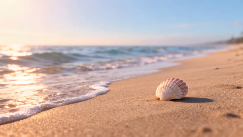 贝壳静卧沙滩图片