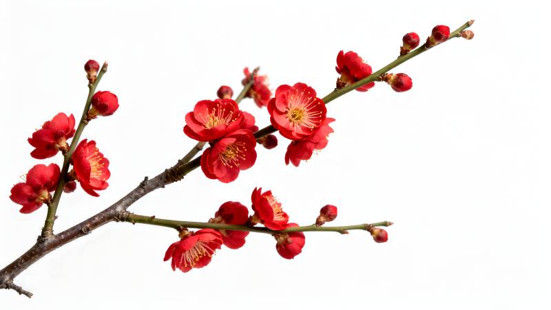 红梅绽放枝头图片