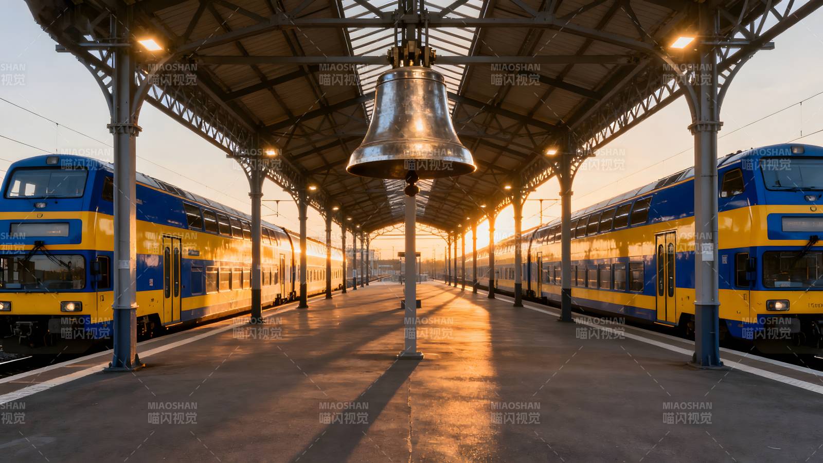 站台晨光列车静候图片