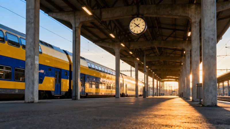 车站晨光中的列车图片