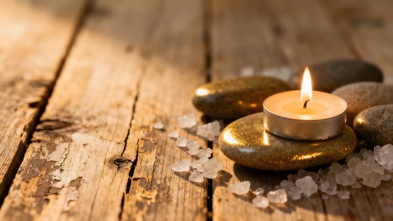 烛光石上静谧时光图片