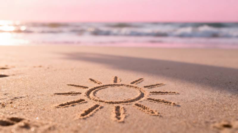 沙滩上的太阳图案图片