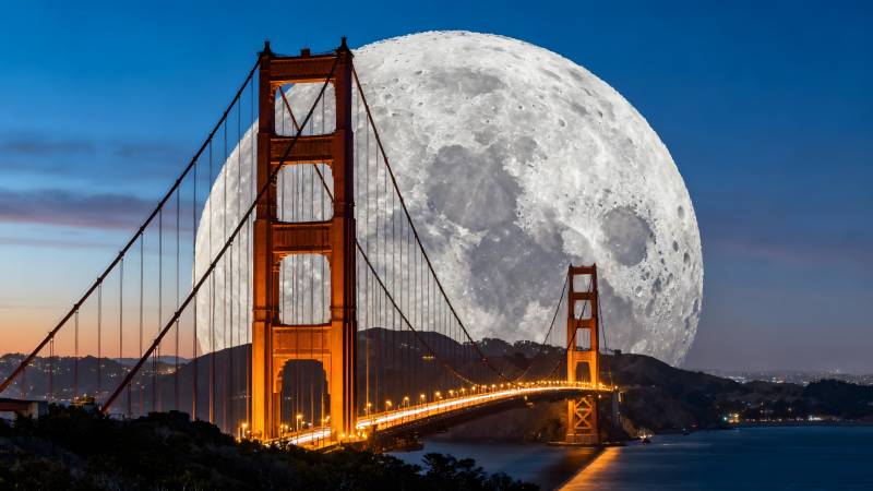 金门大桥月夜图片