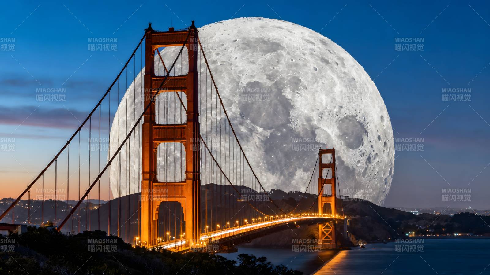 金门大桥月夜图片