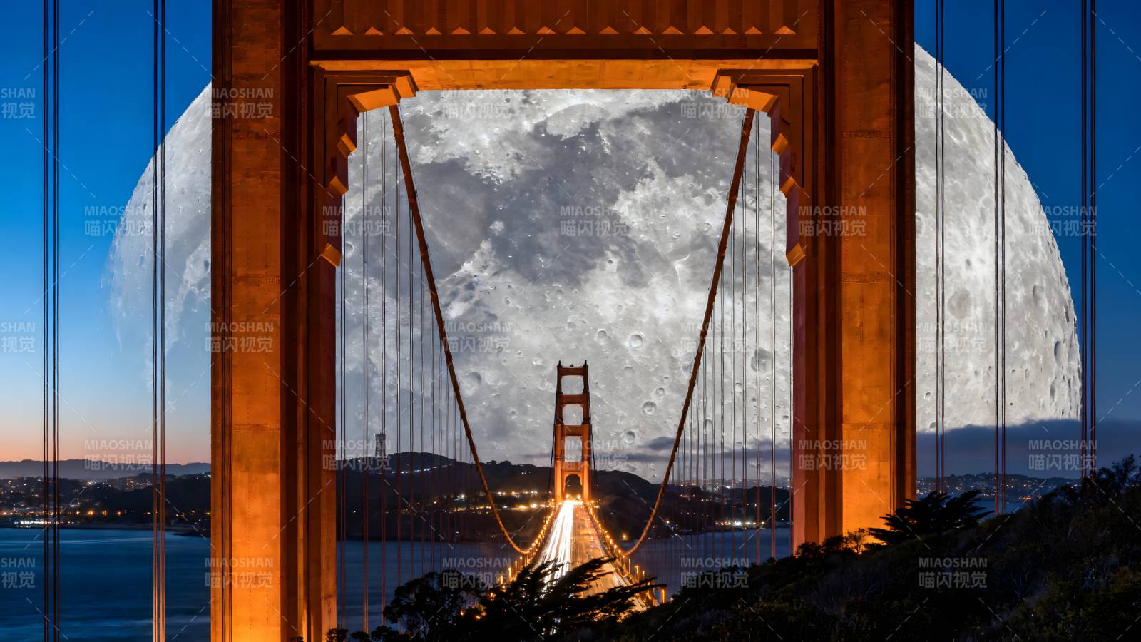 金门大桥月夜景图片