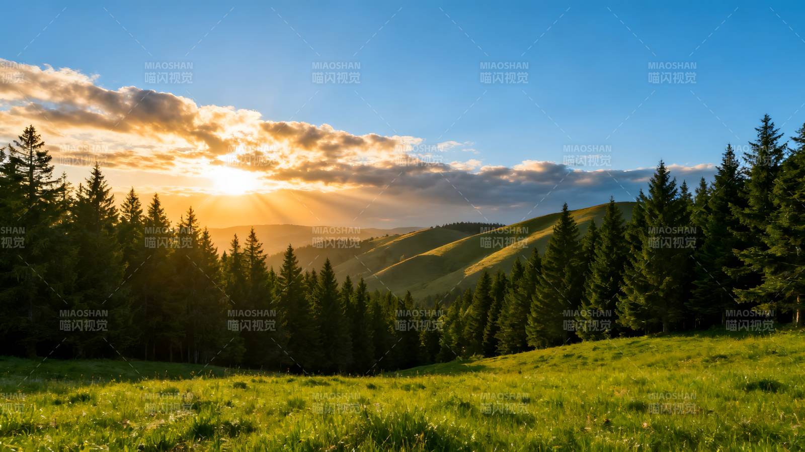 晨曦山林美景图片