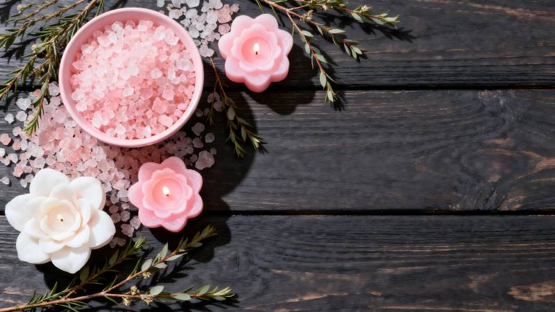 粉色花烛与盐浴图片