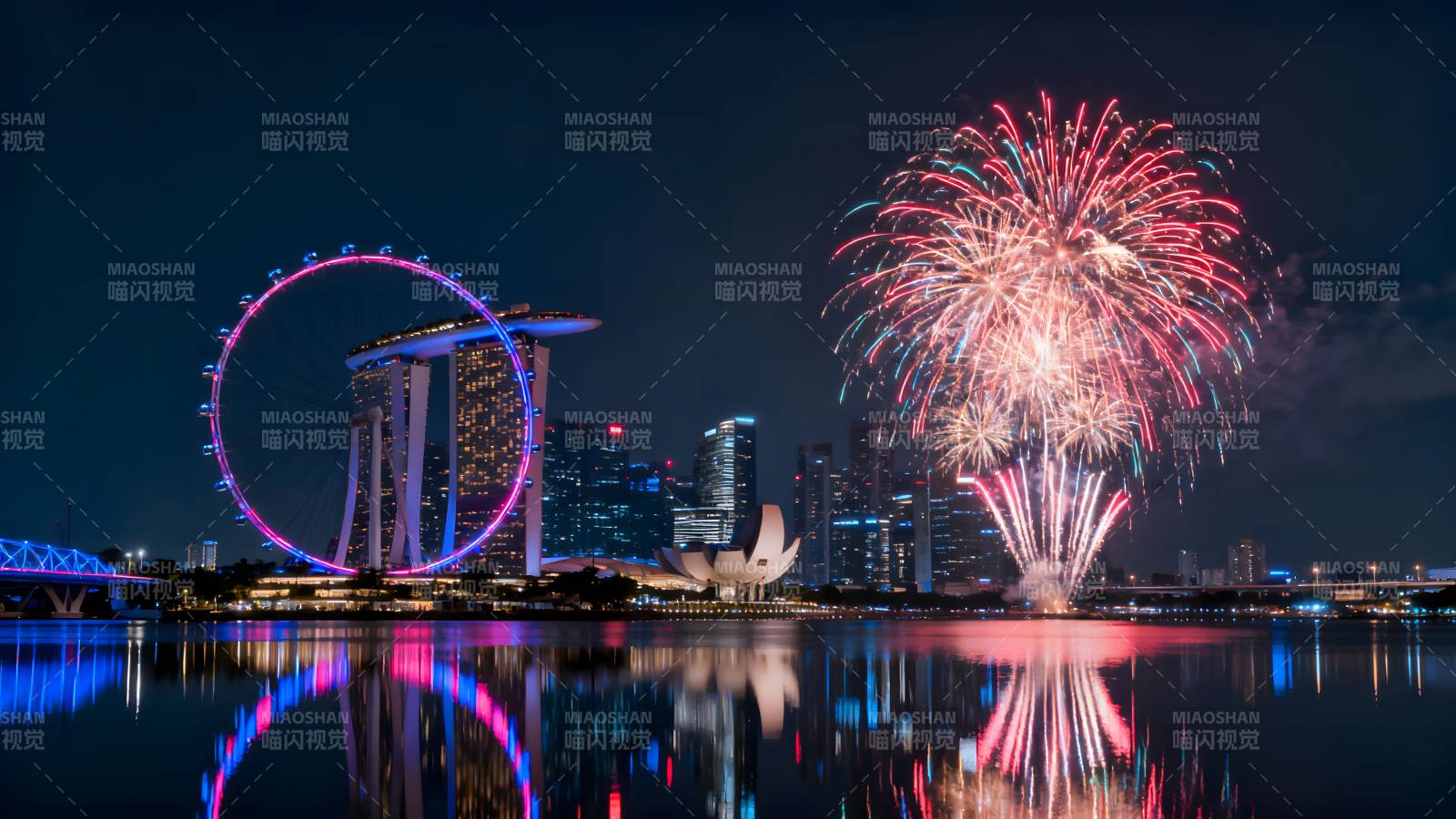新加坡夜景烟花秀图片