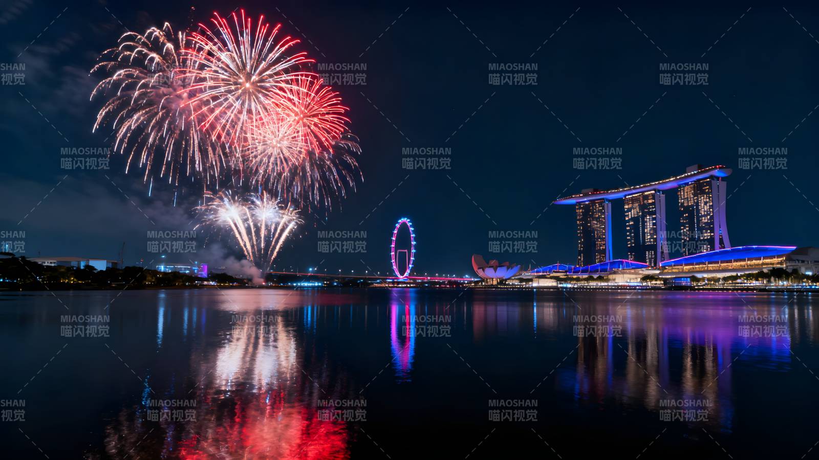 新加坡夜景烟花秀图片