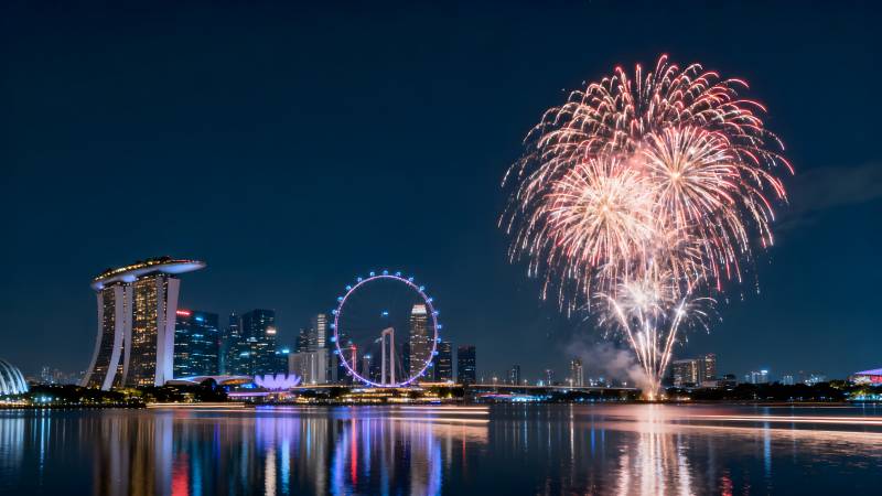 新加坡夜景烟花秀图片