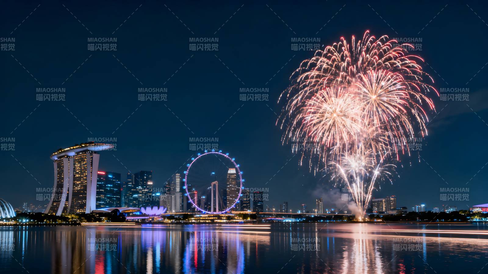 新加坡夜景烟花秀图片