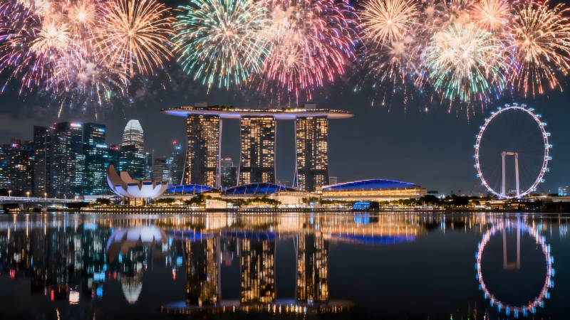新加坡夜景烟花秀图片