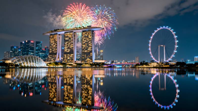 新加坡夜景烟花秀图片