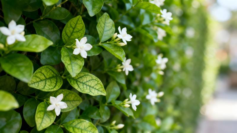 茉莉花开满绿叶图片