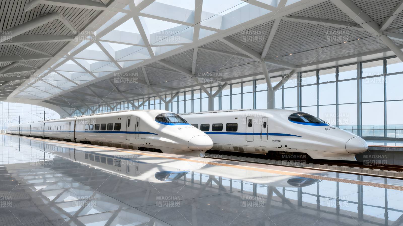 高铁站内双列动车图片
