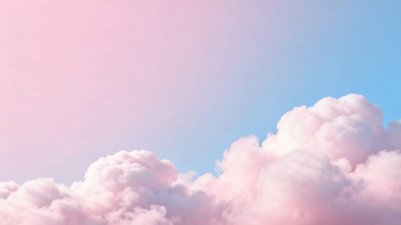 粉蓝天空云朵图片