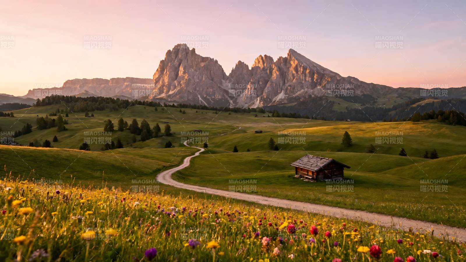 山野花径小屋图片