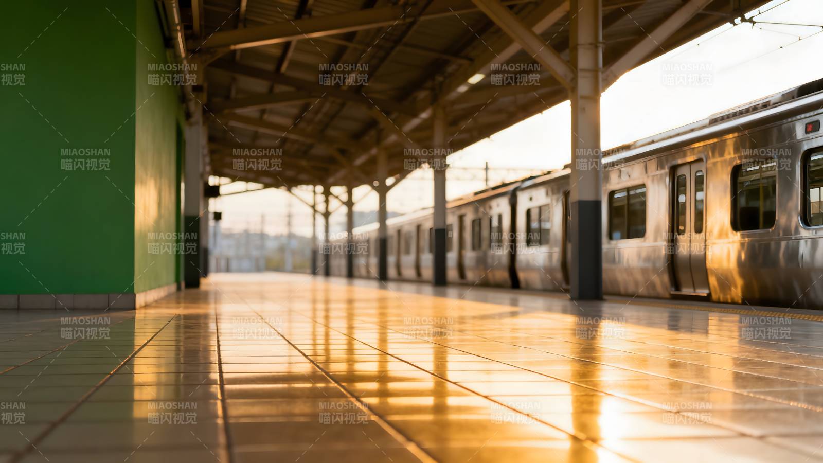 站台晨光列车静候图片
