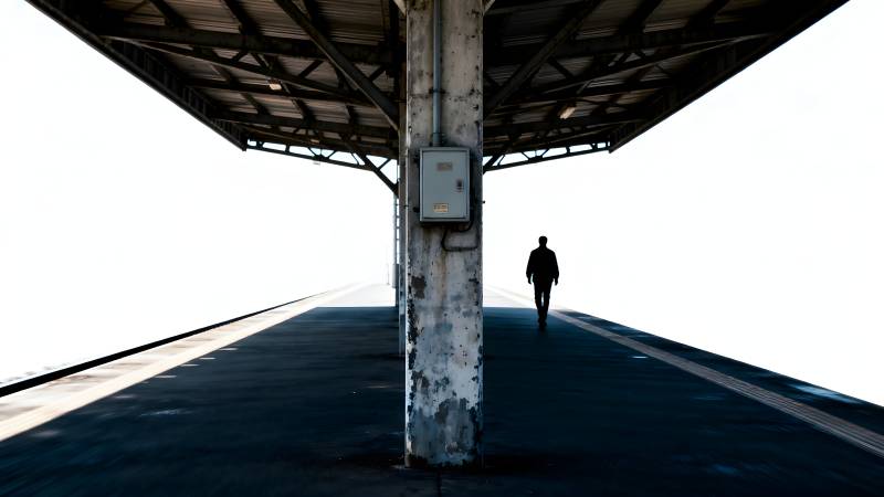 孤影行于长廊图片