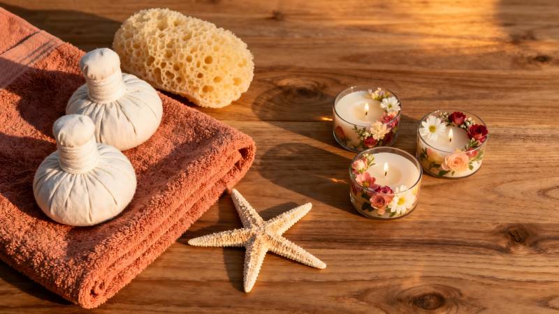 温泉疗愈静物图片