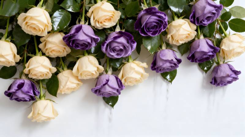 紫白玫瑰绽放图片