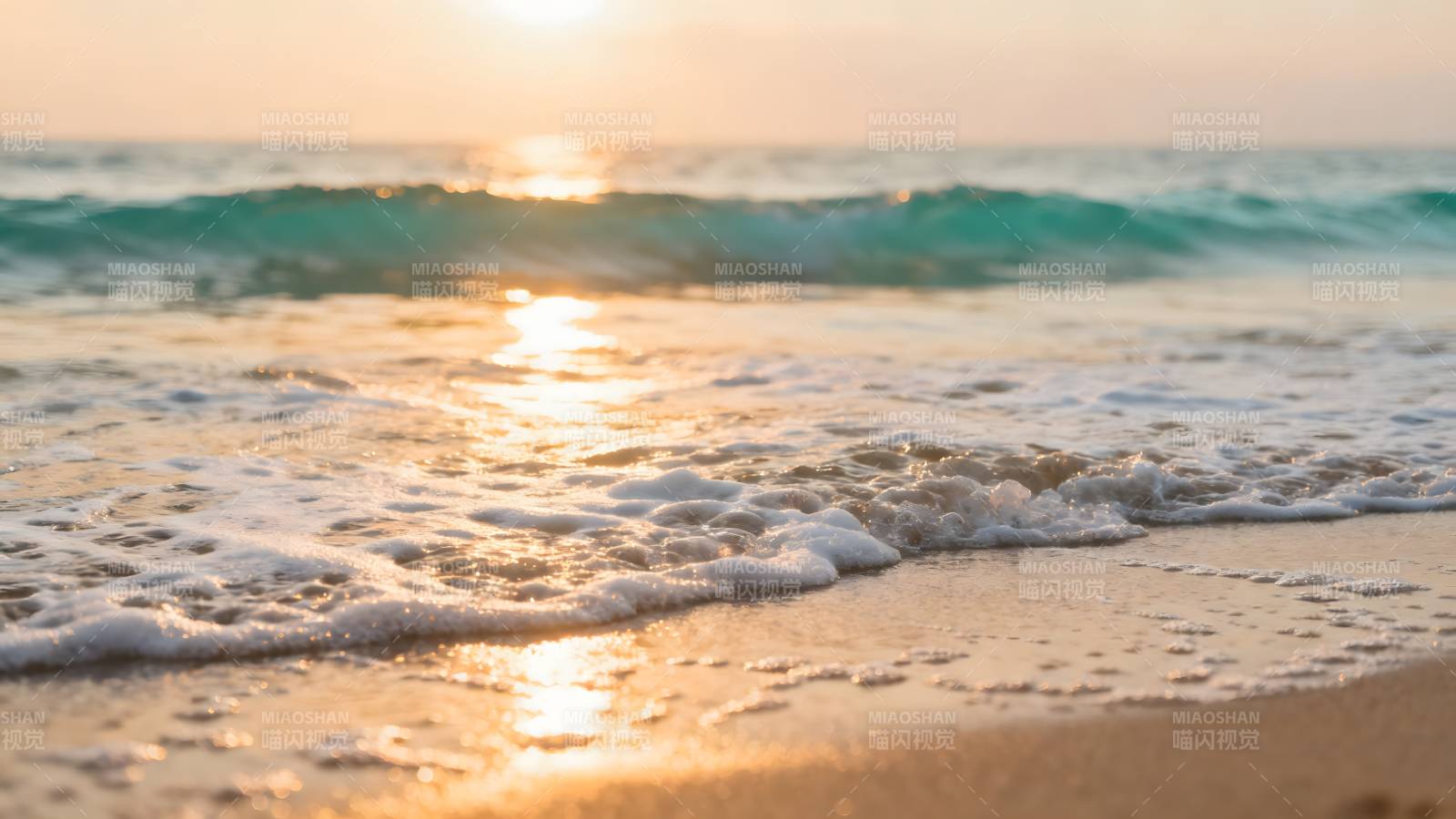 夕阳海滩美景图片