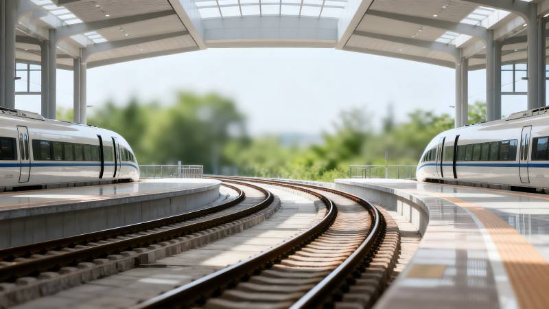 现代车站列车静候图片