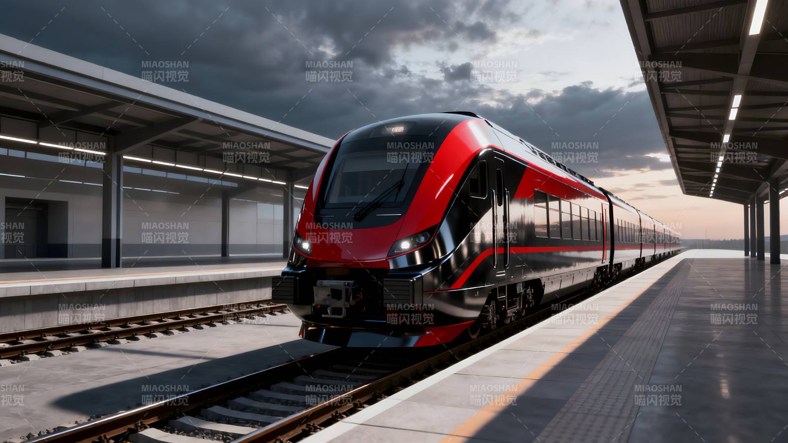 红色高铁进站图片