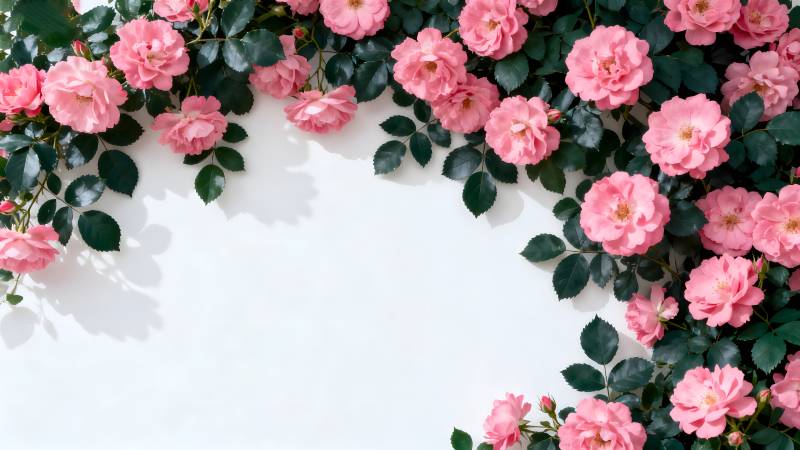 粉玫瑰花墙图片