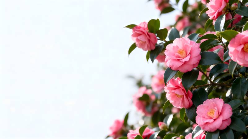 粉红山茶花绽放图片