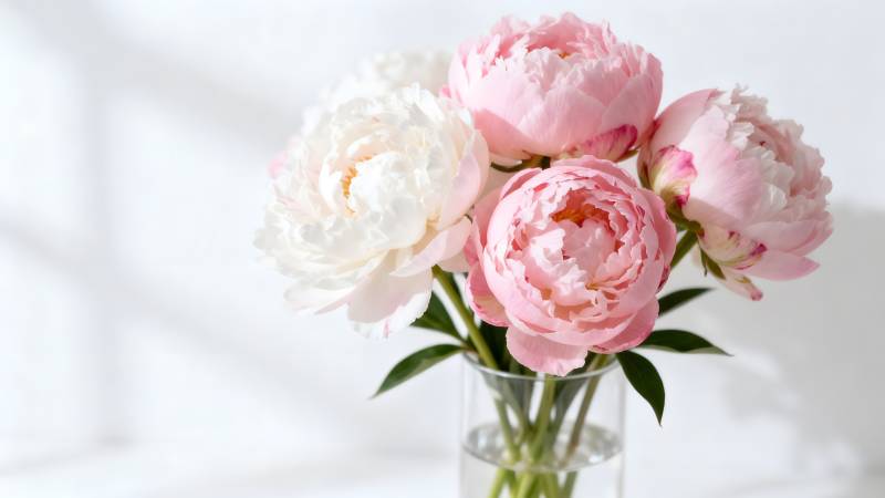 粉白牡丹花束图片