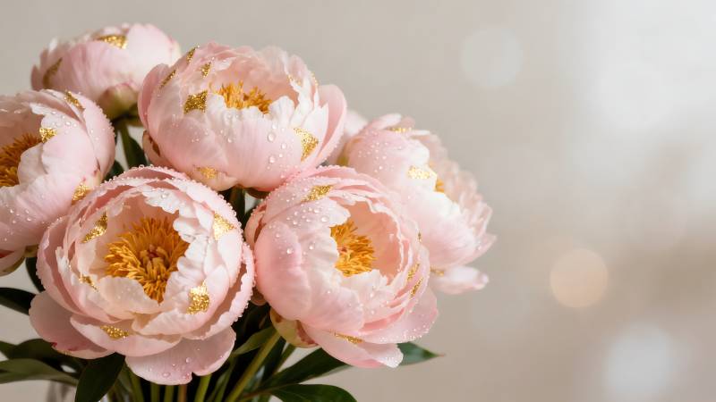 粉嫩牡丹绽放图片