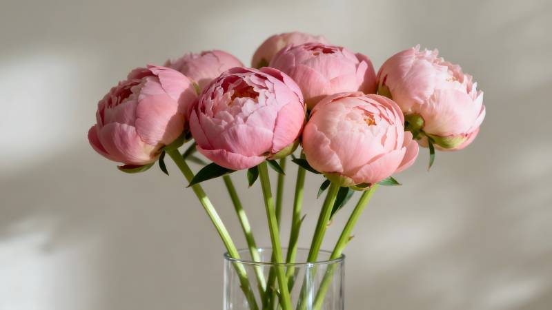 粉嫩牡丹花束图片