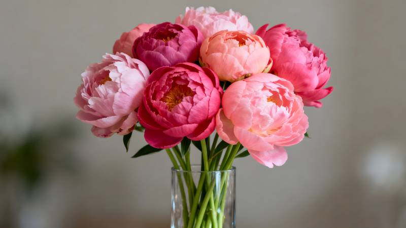 粉红牡丹花束图片