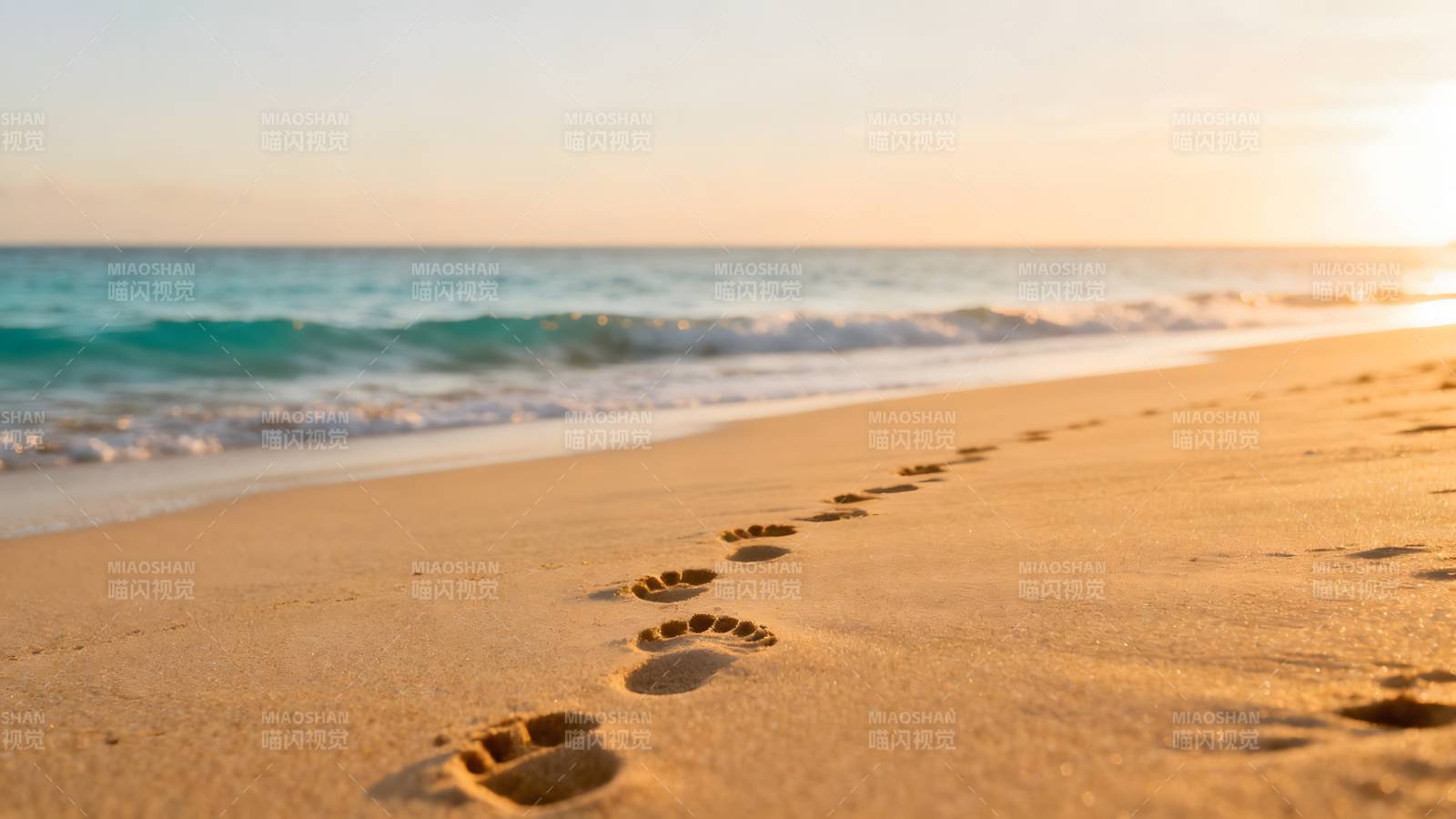 沙滩上的足迹图片