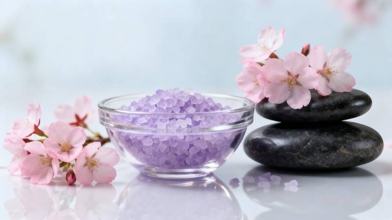 樱花石盐静谧之美图片