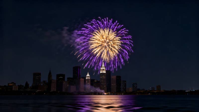 夜空烟花绽放图片