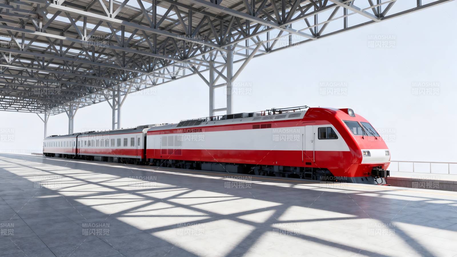 红色高铁停靠站台图片