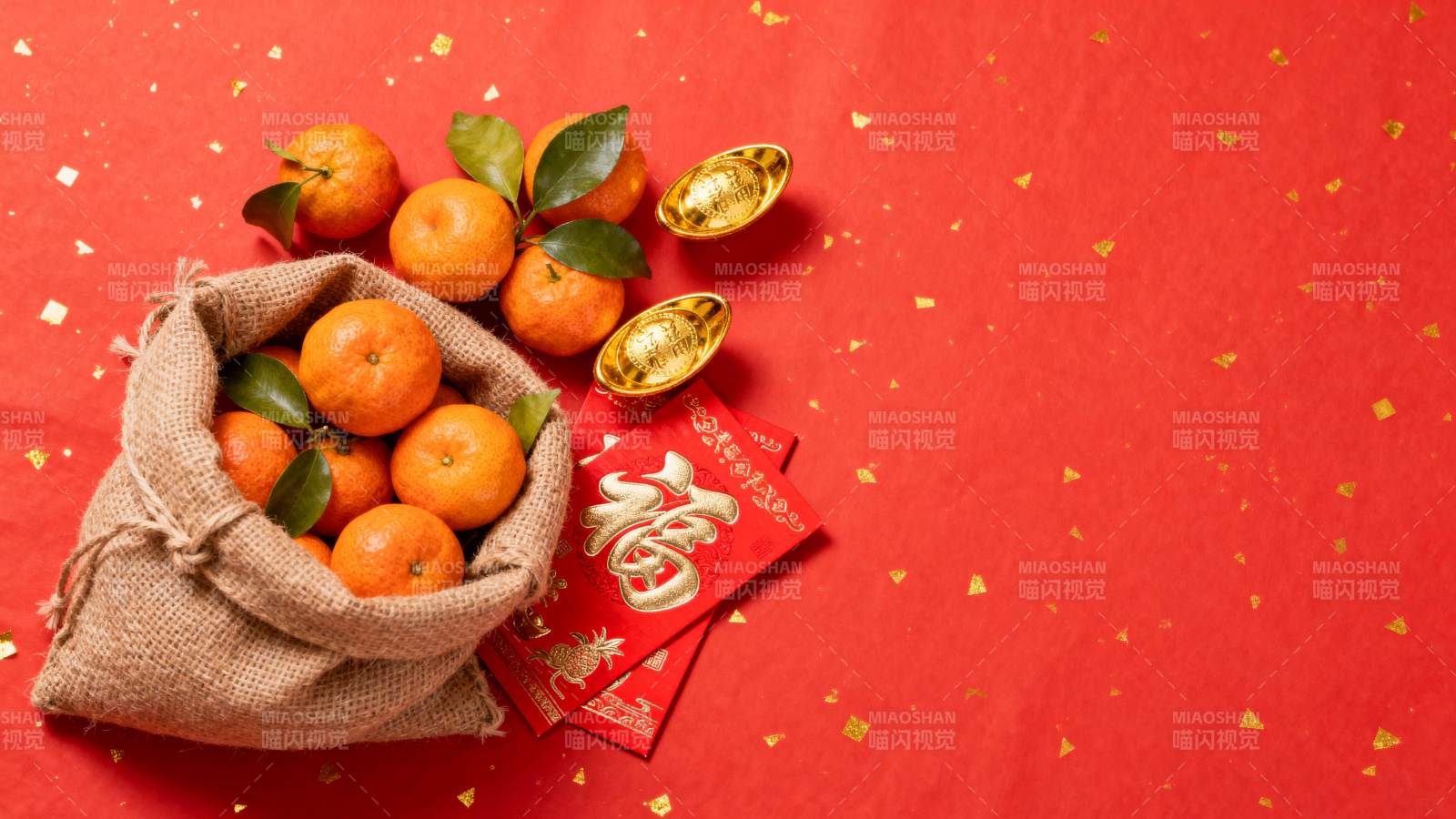 新春福袋与金桔图片