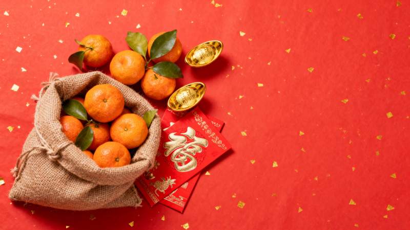 新春福袋与金桔图片