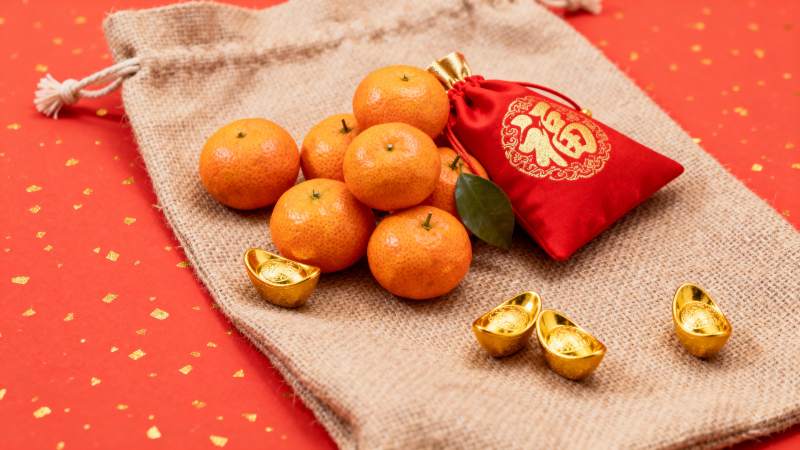 新春福袋与金桔图片